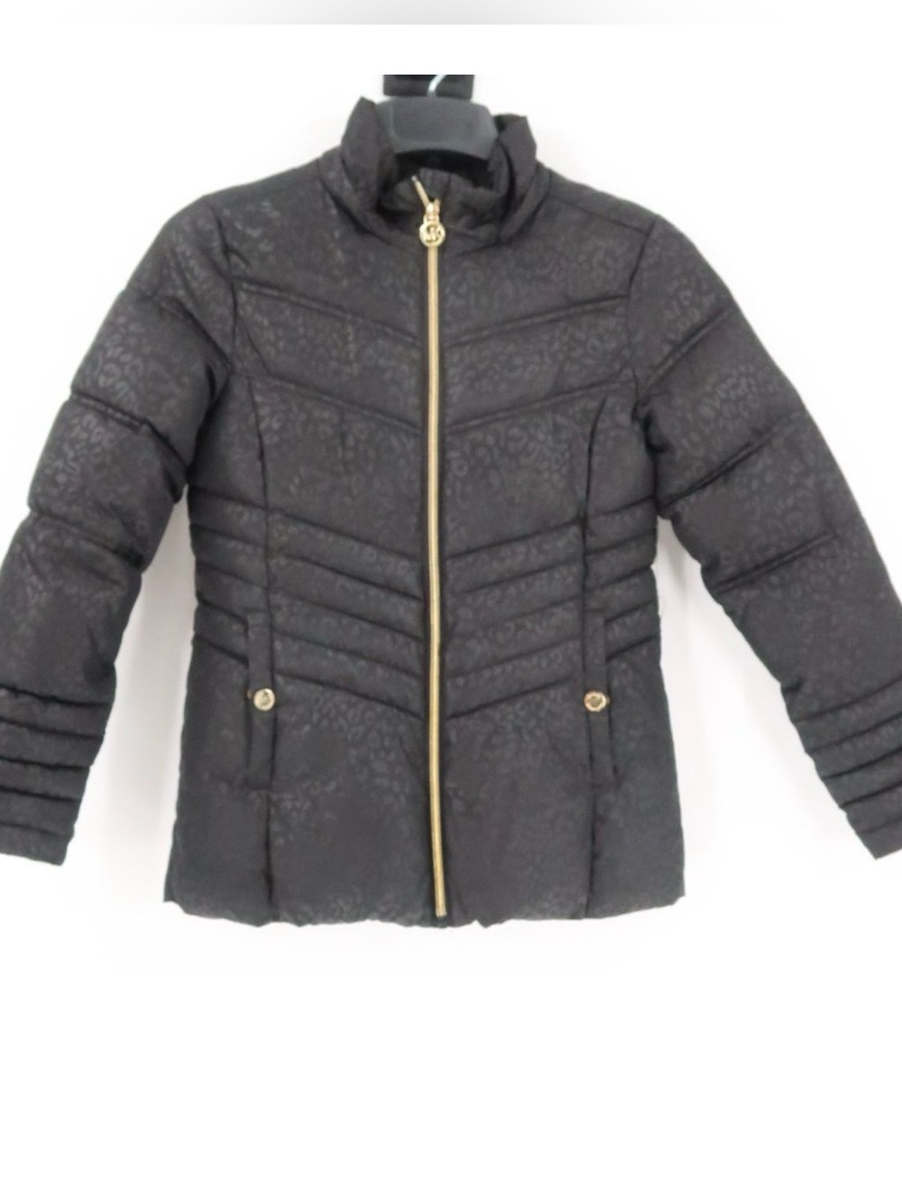 Michael Kors Black Leopard Print Puffer Coat size 6/7